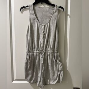 Gray Sleeveless Button-Front Romper